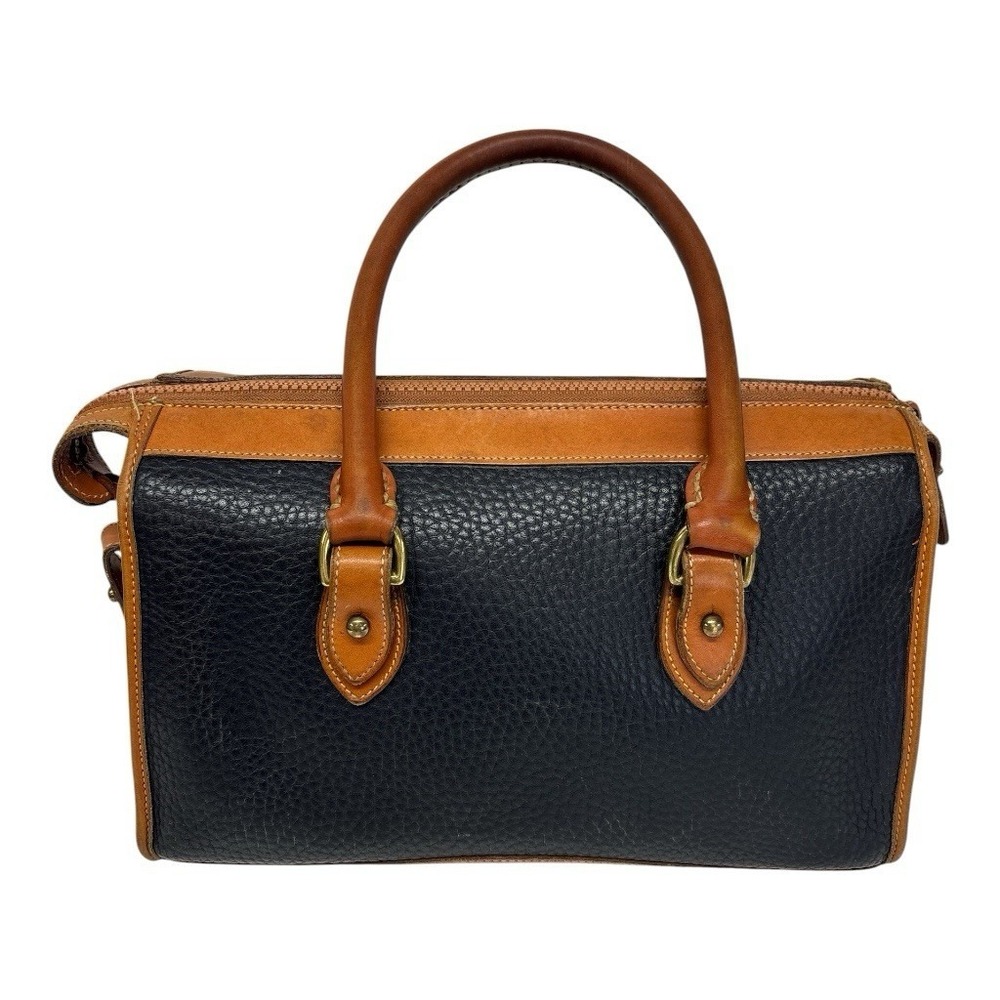 Vintage Dooney & Bourke Black & Tan Leather Satchel Bag + Strap Classic Preppy - Picture 7 of 16